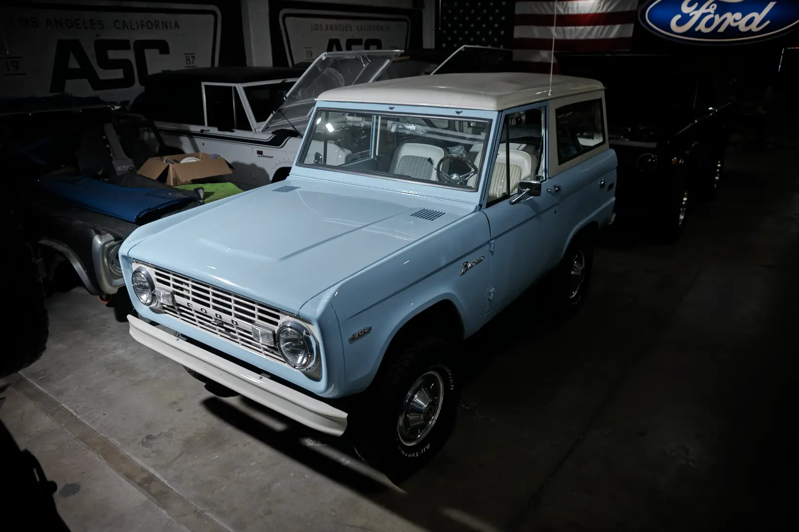 Discover the cost to restore an Early Bronco like this Baby Blue model restored by ASC 4x4 in Los Angeles, CA